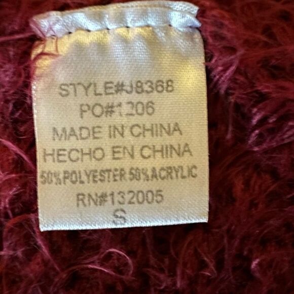 ENTRO Women’s Chunky Eyelash Texture Open Front Long Cardigan/Duster Red Small - Picture 7 of 8